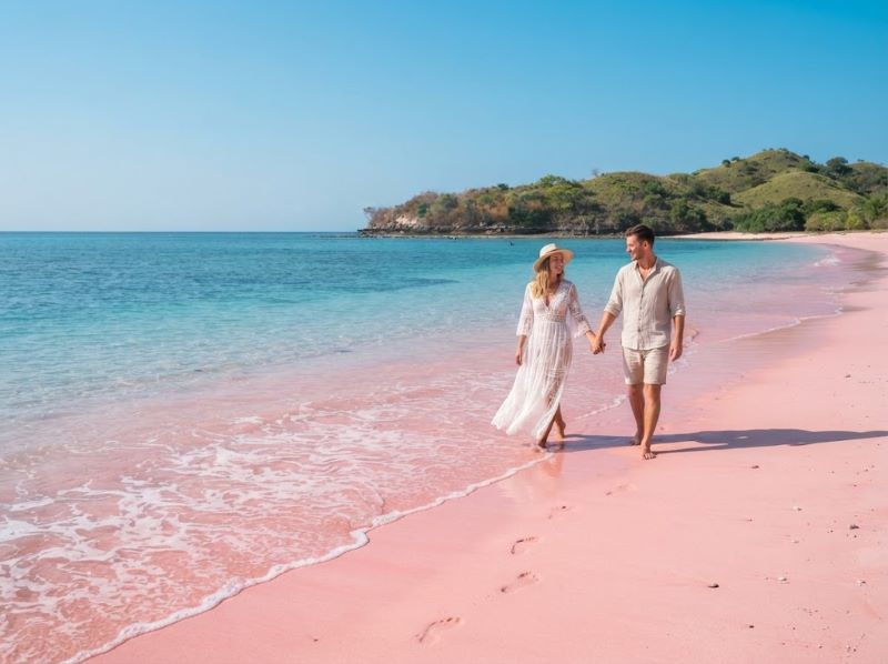 honeymoon di Pantai Pink