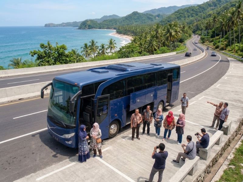 Big bus untuk rombongan wisata Lombok