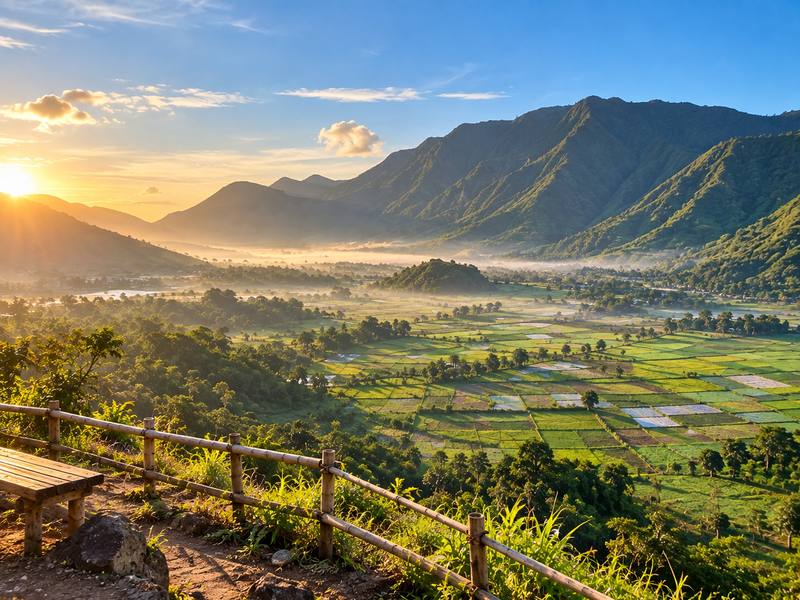 Pemandangan Bukit Selong saat pagi di kawasan Sembalun Lombok