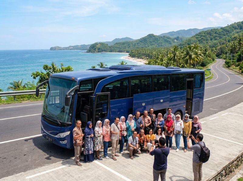 big bus cocok untuk rombongan wisata di Lombok