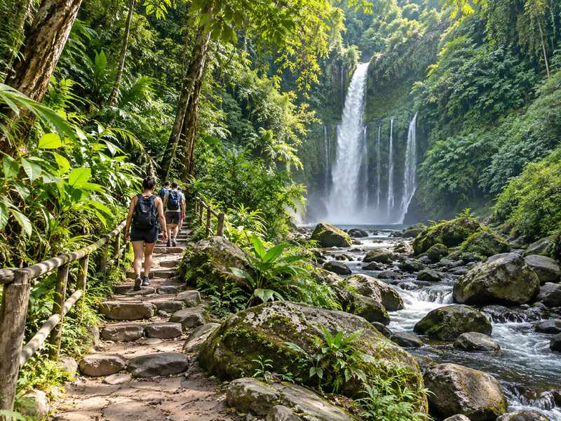jalur menuju Air Terjun Tiu Kelep saat cuaca bersahabat
