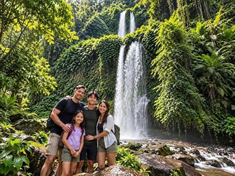liburan keluarga di air terjun sendang gile