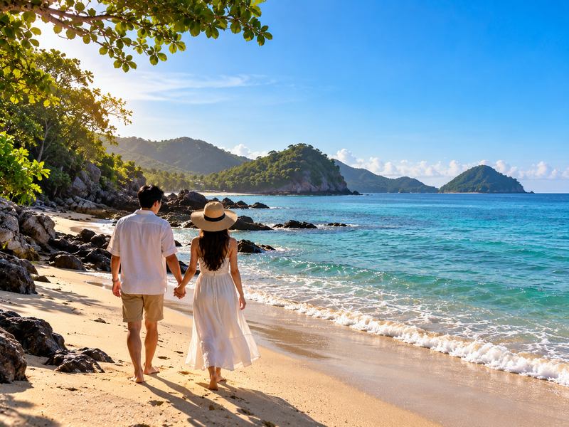 pasangan honeymoon di Pantai Pandanan