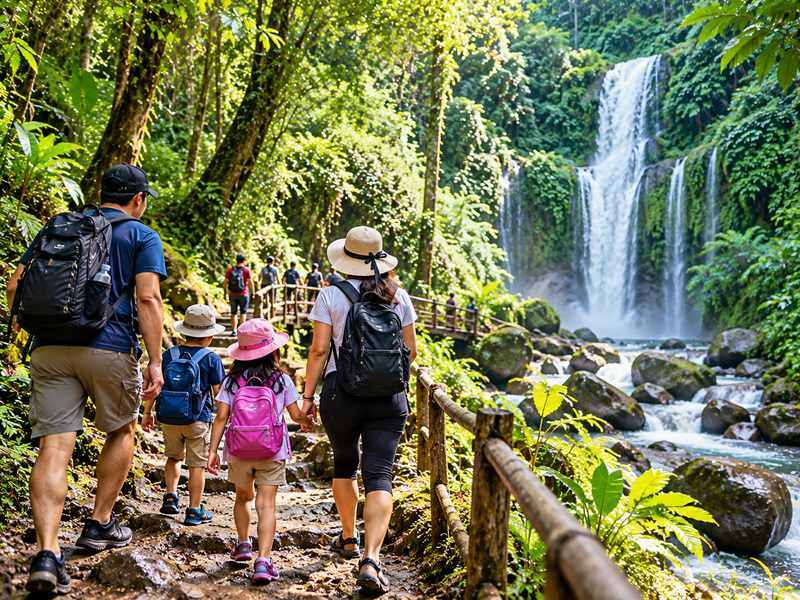 perjalanan keluarga menuju Air Terjun Tiu Kelep