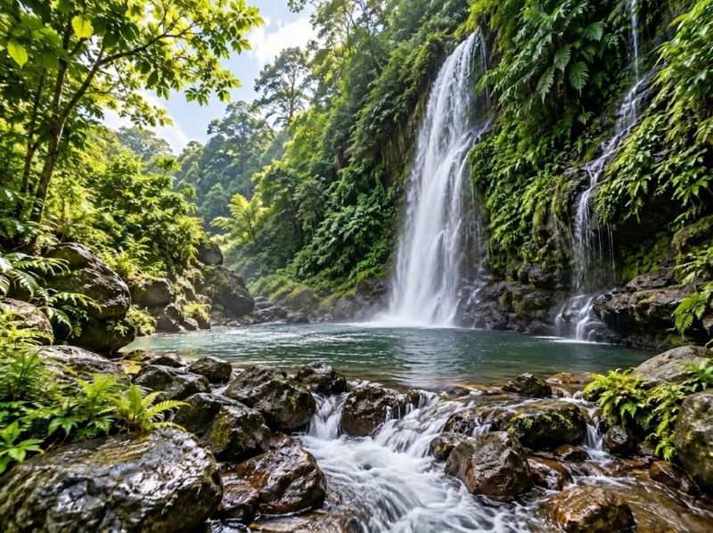 Pemandangan Air Terjun Benang Stokel di kawasan Aik Berik Lombok