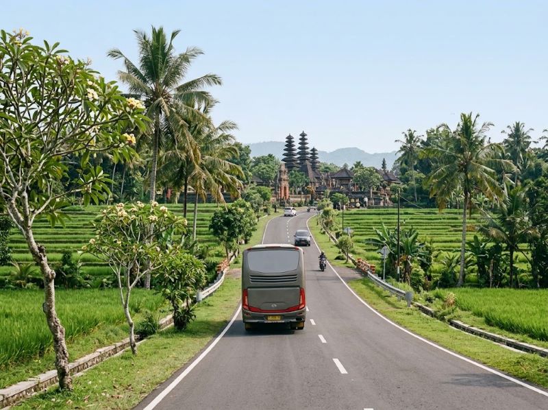 Perjalanan wisata budaya ke Pura Lingsar bersama driver lokal