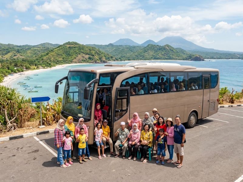 Sewa bus Lombok untuk perjalanan keluarga besar