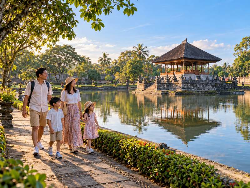 Wisata keluarga menikmati suasana Taman Mayura di Kota Mataram