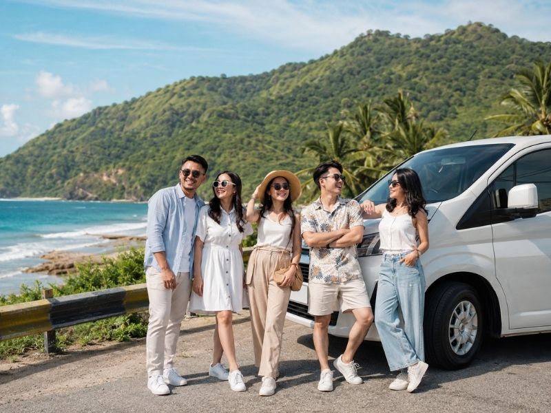 Rombongan wisatawan liburan di Lombok bersama transportasi private