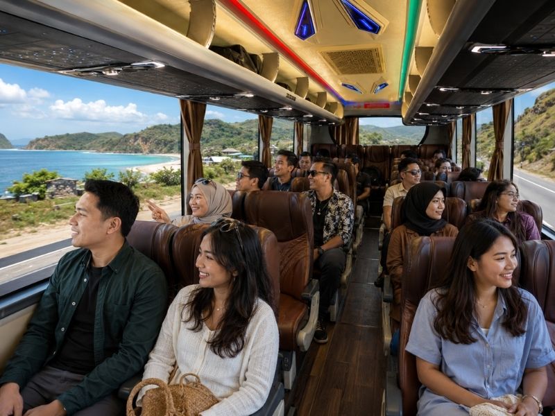 sewa medium bus lombok dengan supir